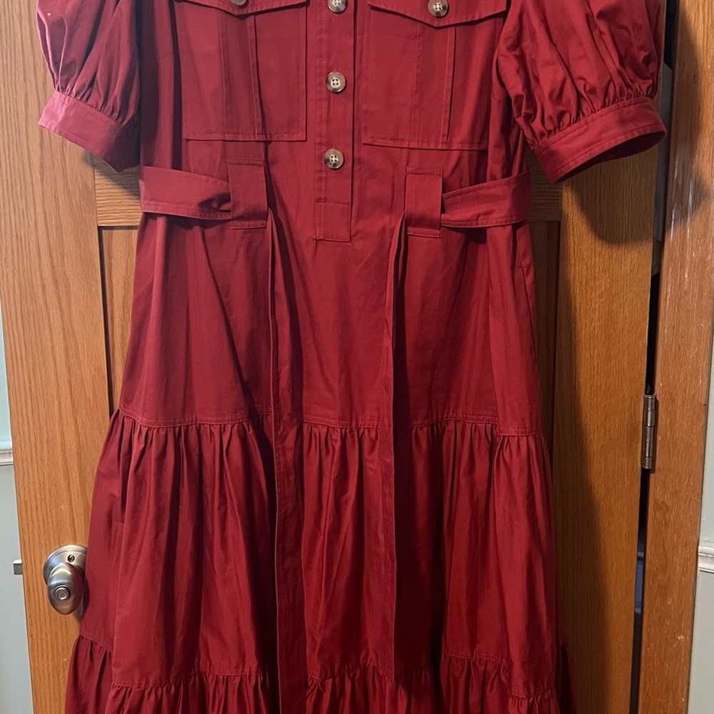Elegant Red Button-Up Dress